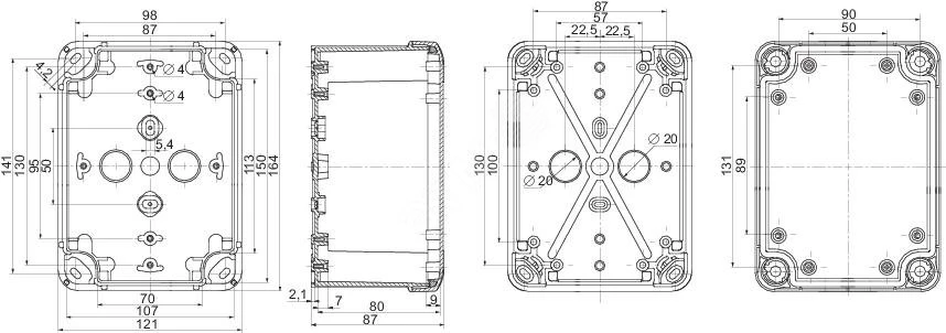 ПЛАСТ.КОРОБКА 164X121X87 PK-UL IP66