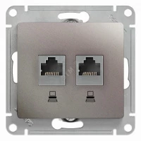 Двойная компьютерная розетка GLOSSA RJ45+RJ45, кат.5E, механизм, платина