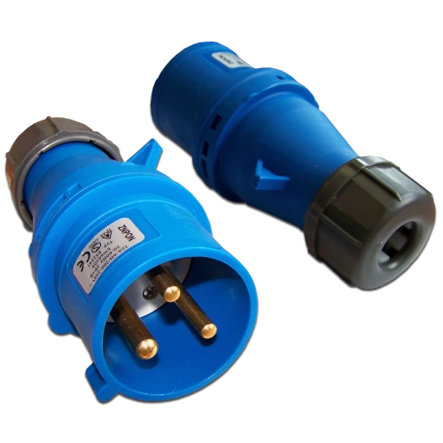 Вилка IEC 309 однофазная, папа, 32A, 250V, разборная, синяя