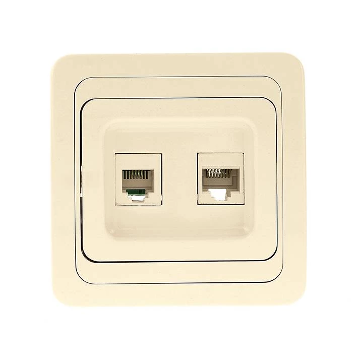 Компьютерная розетка EKF PROxima RJ-45+Phone бежевая Лондон 