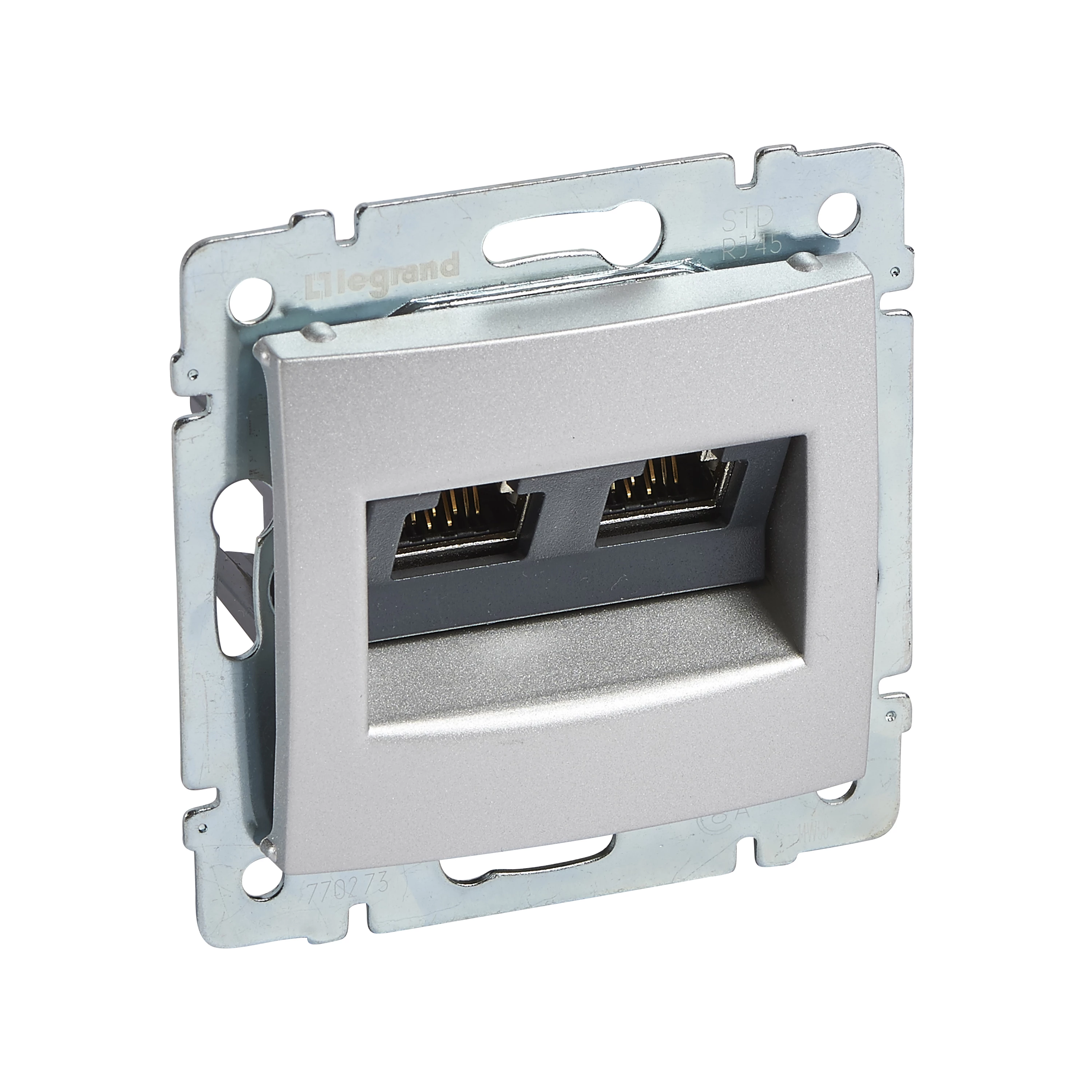 Двойная компьютерная розетка Valena RJ45 STP 10 GIGA 2в алюминий