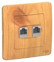 Двойная компьютерная розетка BLANCA RJ45, кат.5E + телефон. RJ111, ясень