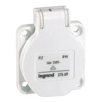 Розетка нем.ст. 16А 2К+З 230В IP44 бел.50х50 без шторок