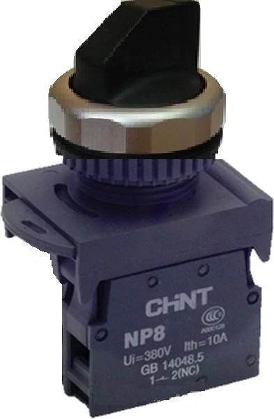 Переключатель с фиксацией NP8-10X/21 без подсветки , черная 1НО IP65 (R)(CHINT)