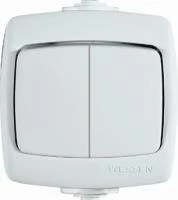 РОНДО IP44 О/У 2-клавишный ВЫКЛЮЧАТЕЛЬ 10А, 250В, БЕЛЫЙ. Россия
