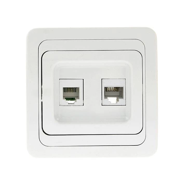 Компьютерная розетка EKF PROxima RJ-45+Phone белая Лондон