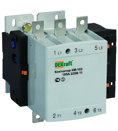 Контактор 185А 220В АС3 1НО+1НЗ КМ-103 DEKraft