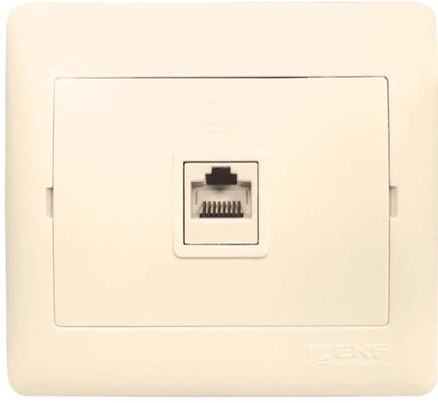 Компьютерная розетка София RJ-45 1-мест. 1А 120В EKF Simple, бежевая