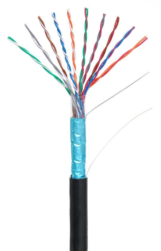 Кабель NETLAN F/UTP 10 пар, Кат.5 (Класс D), 100МГц, одножильный, BC (чистая медь), внешний, PE до -40C, черный, 305м