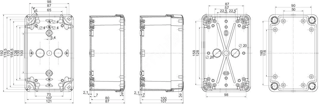ПЛАСТ.КОРОБКА 192X121X87 PK-UL IP66