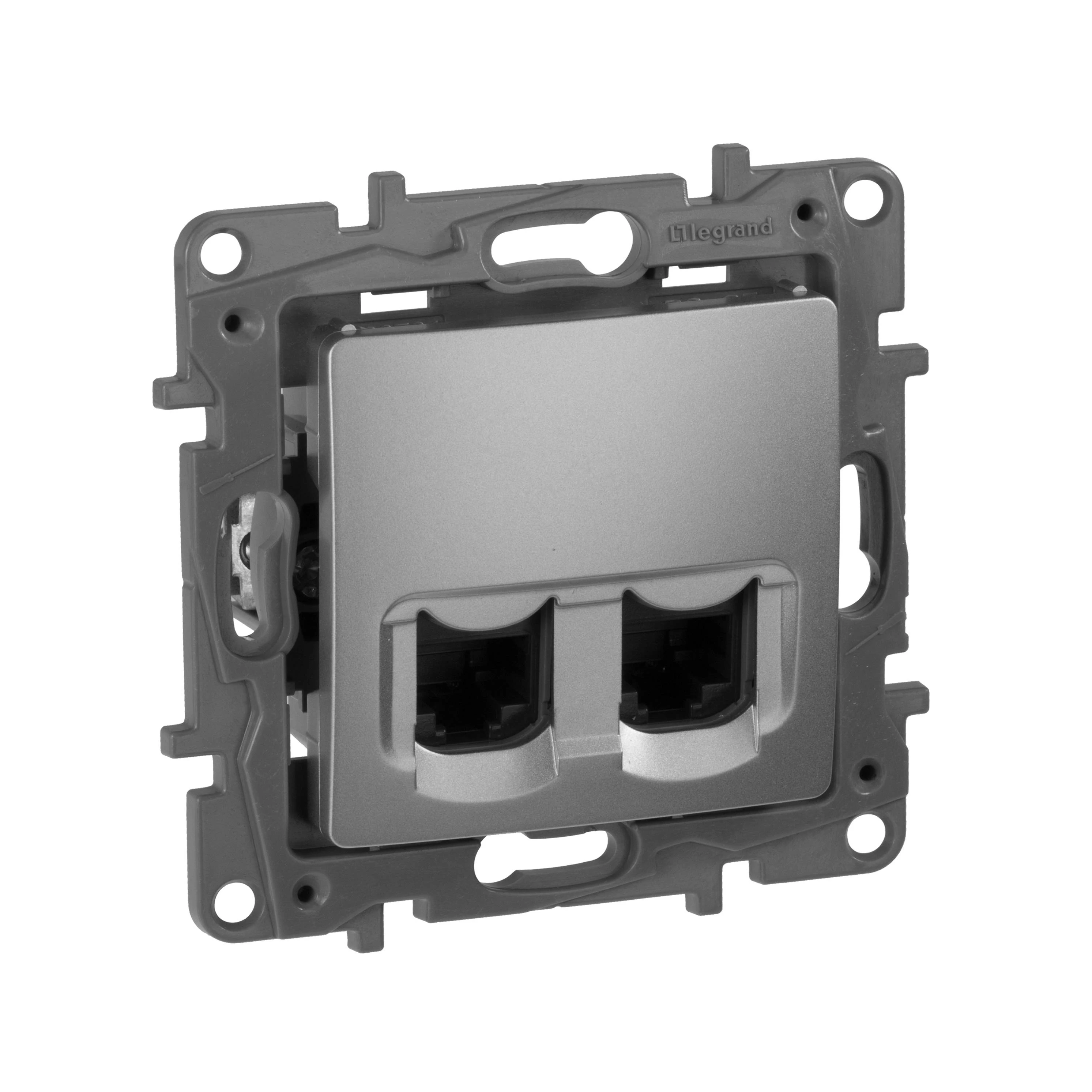 Компьютерная розетка ETIKA 2ХRJ45 5е UTP алюминий