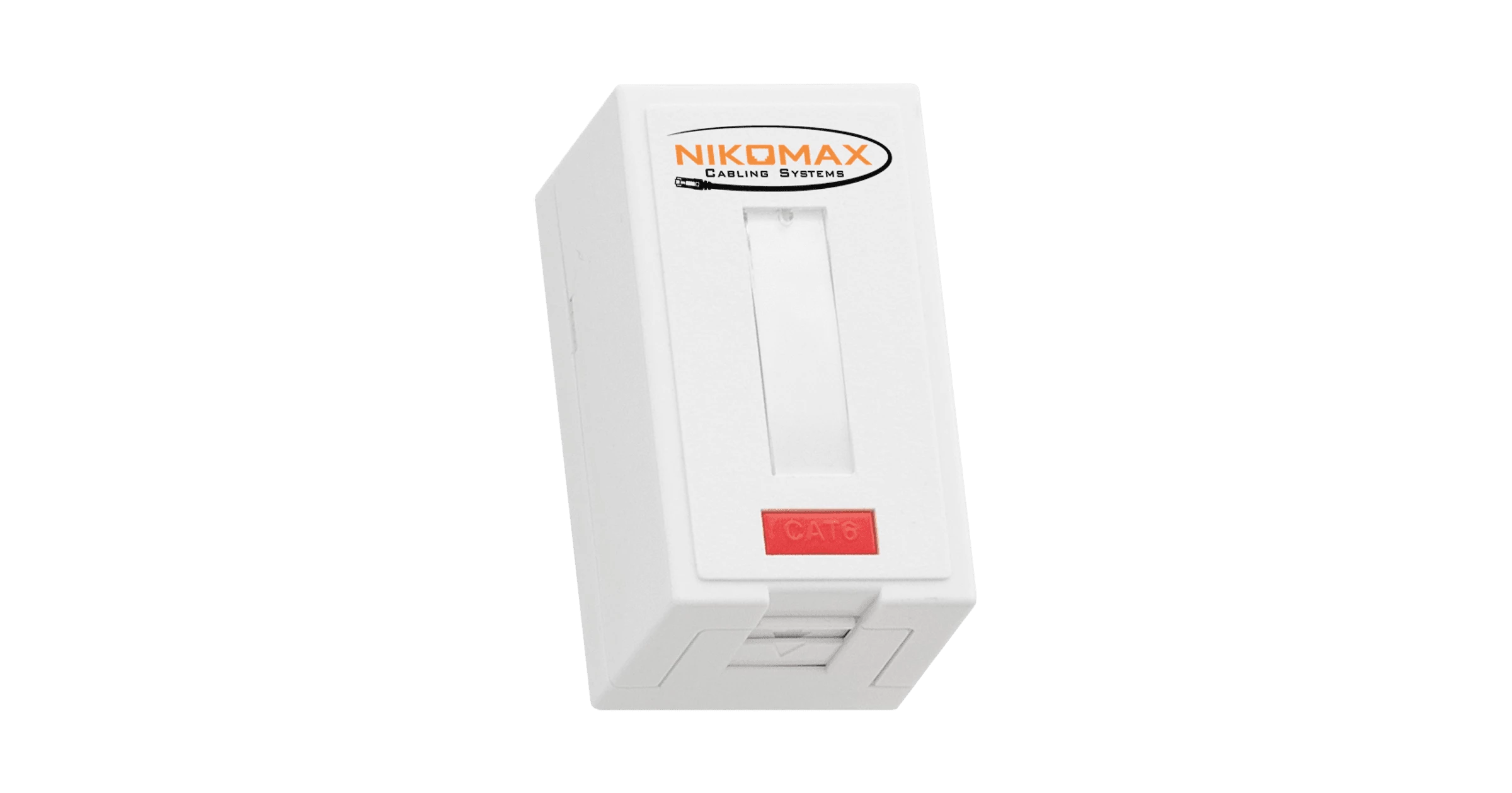 Корпус настенной розетки NIKOMAX, 1 порт, под модули-вставки типа Keystone, со шторкой, белый