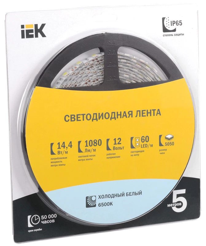 Светодиодная лента LED 5м блистер LSR-5050WW30-7,2-IP65-12V IEK