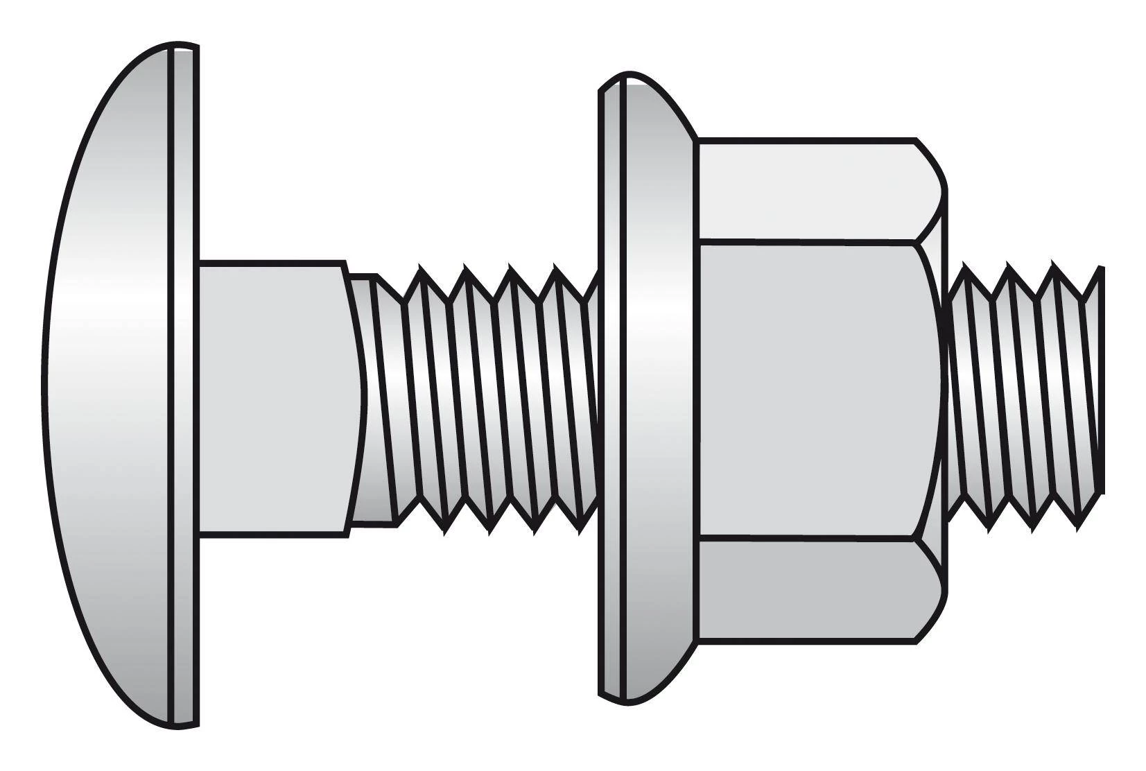 ВИНТ+ГАЙКА B13 M6X25 (50ШТ) HDG