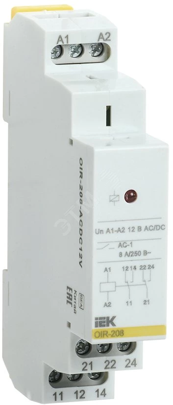 Промежуточное реле OIR 2 контакта (8А) 12 В AC/DC IEK